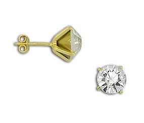 Brinco solitário folheado a ouro c/ pedra de strass (1cm)