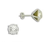 Brinco solitário folheado a prata c/ pedra de strass (1cm)