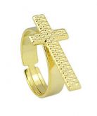 Anel ajustável folheado a ouro c/ crucifixo