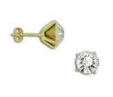 Brinco solitário folheado a ouro c/ pedra de strass (1cm)
