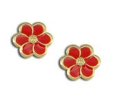 Brinco folheado a ouro em forma de flor c/ resina